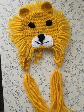 Handmade Yellow Lion Crochet Hat